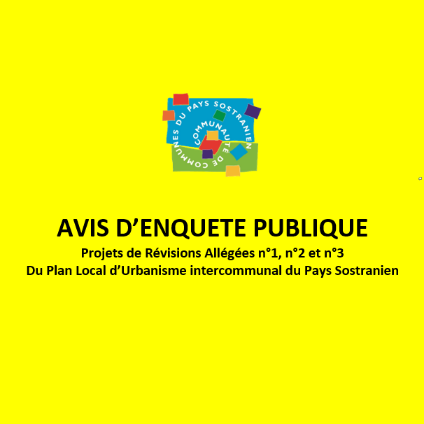 Enquête publique - Révisions allégées n°1 à n°3 du PLUi du Pays Sostranien