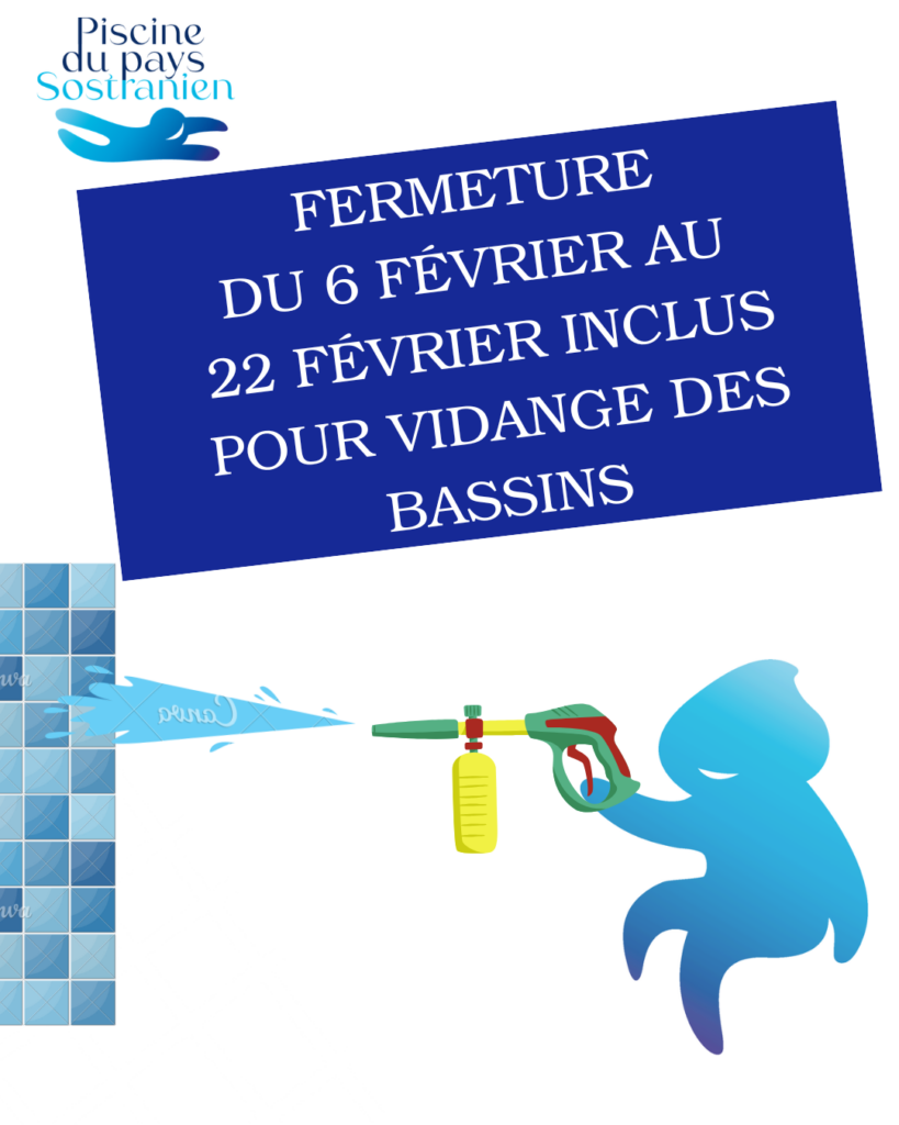 Fermeture Technique du Centre Aquatique du 6 Février 2026 au 22 Février 2026 inclus